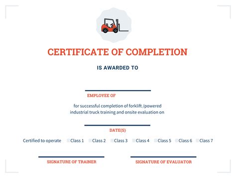 Forklift Certification Certificate Template