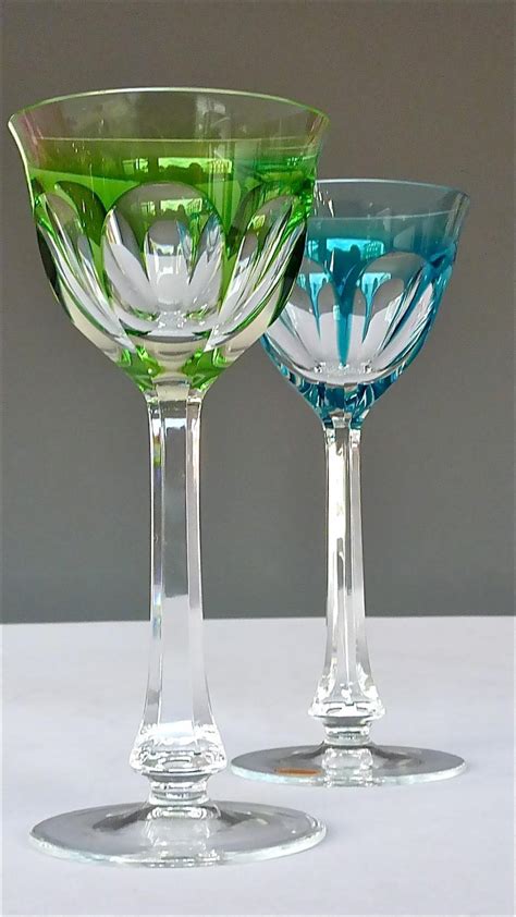 Set Of Six Moser Crystal Cut Wine Glasses Stemware Saint Louis Baccarat Style At 1stdibs Moser