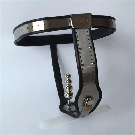 T Type Stainless Steel Female Chastity Belt Anal Butt Plug Panties