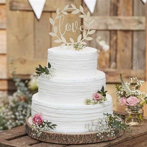 Houten Taarttopper Love Rustic Country Ginger Ray Wedding Cake Topper