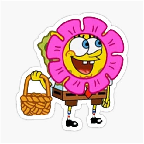 Spongebob In A Flower Sticker For Sale By Julitortellini Redbubble