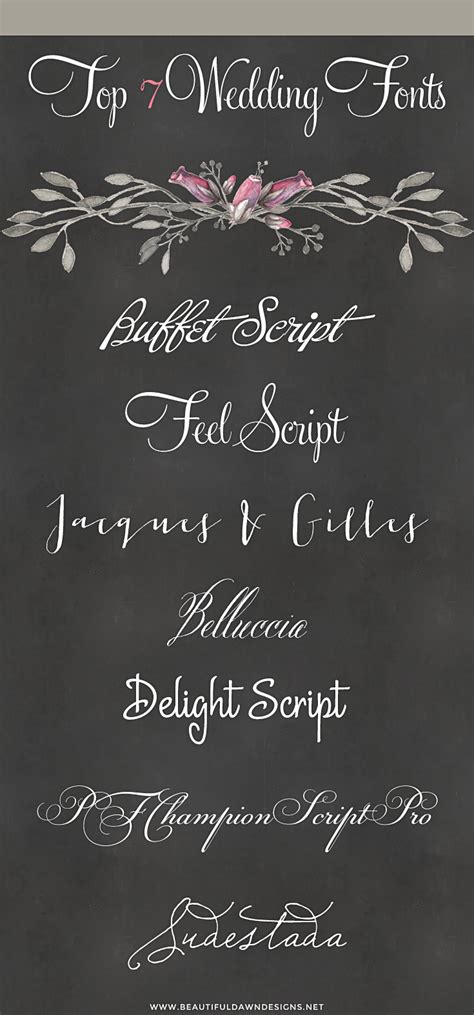 My Top 7 Fonts For Weddings Font Series 01 Beautiful Dawn Designs