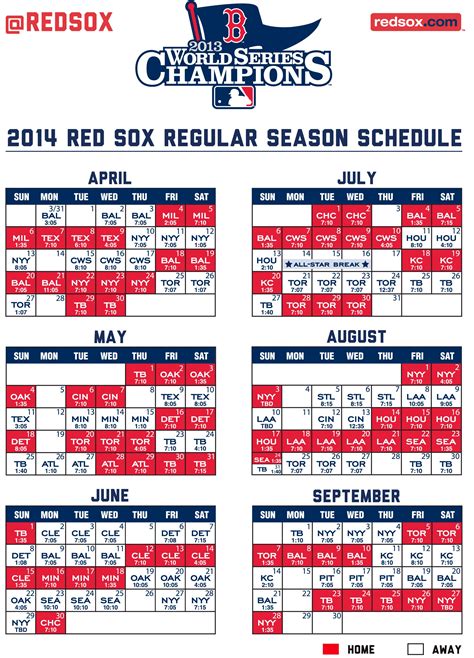 Sox 2014 Schedule Red Sox Nation Red Sox Team Schedule