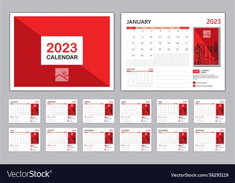 Set Desk Calendar 2023 Template Calendar 2023 Vector Image