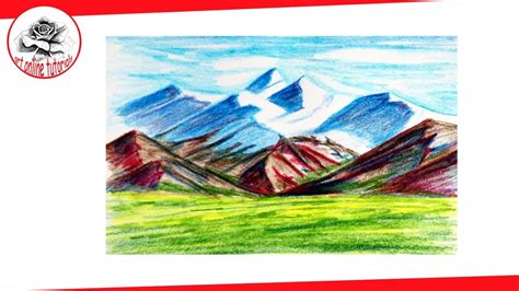 How To Draw Mountains Landscape With Colored Pencils Easy Drawing