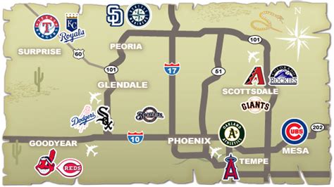 View the cactus league stadiums map to find your team's stadium. 2018 Spring Training Starts February 21 at Salt River ...