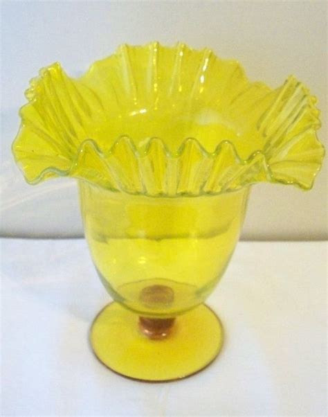 Blenko Yellow Ruffle Vase Art Glass Vase Glass Art Blenko Glass