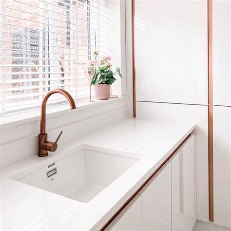 Best white undermount kitchen sink. White Quartz | Rose gold kitchen, Kitchen taps, Granite ...