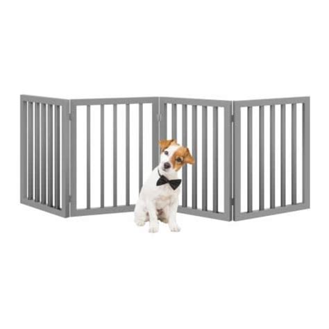 Freestanding Pet Gate Room Barrier For Dogs Wooden Indoor Folding Fence