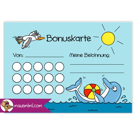 Richtwert auf basis der düsseldorfer tabelle 2021. DIN A6 Bonuskarte Delfin Delphin | Belohnungssystem kinder ...