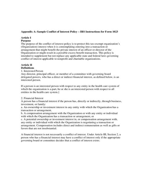 Conflict Of Interest Policy Template 2 Free Templates In Pdf Word