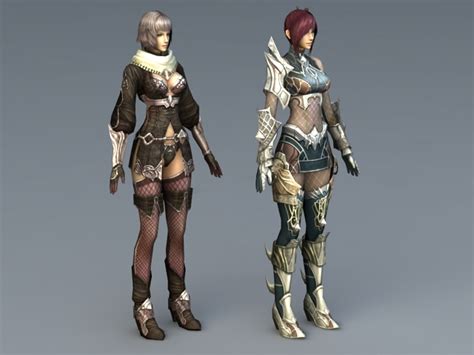 Female Magic Warrior 3d Model 3ds Max Files Free Download Modeling