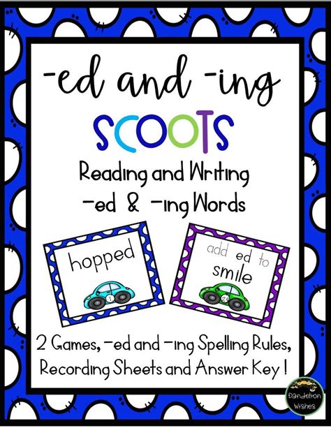 Ed And Ing Endings Scoot Games For Inflectional Endings Ing Words