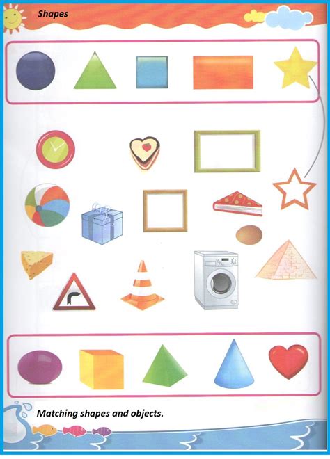 Check the picture and review the words and learn swiftly. Matching Shapes With Objects Worksheets