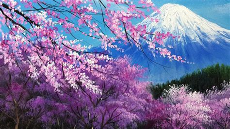 Acrylic Japanese Cherry Blossom Tree Painting Cherry Blossom Trees