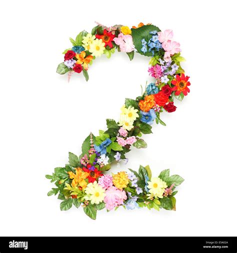 Numbers Made Of Leaves And Flowers Stock Photo Alamy