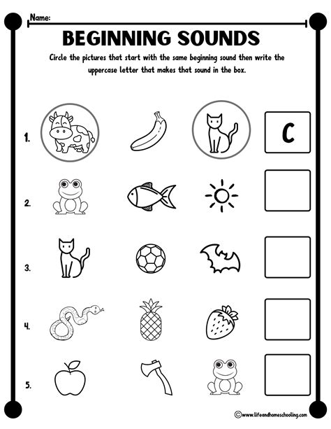 Initial Sound Worksheets