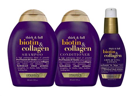Biotin thickening shampoo , when paired with the coordinating biotin conditioner for hair growth , leaves you with thick voluminous hair and magnificent softness. organix thick & full biotin & collagen | the glossarie