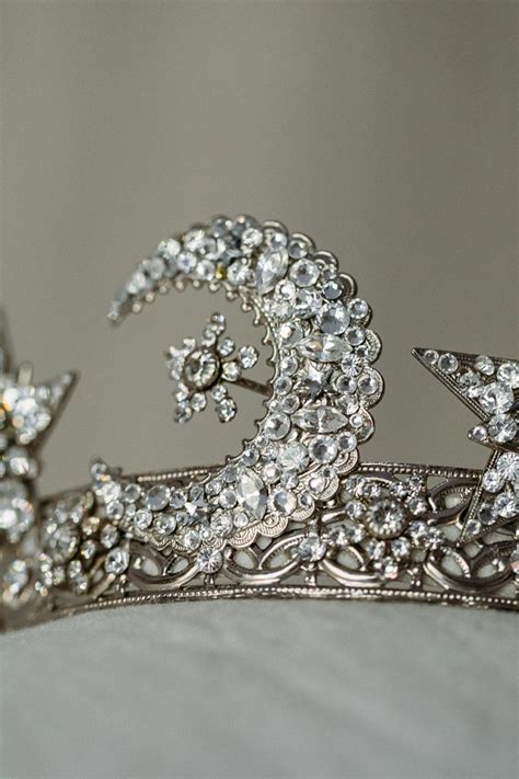 celestial crown star crown moons wedding headpiece star tiara