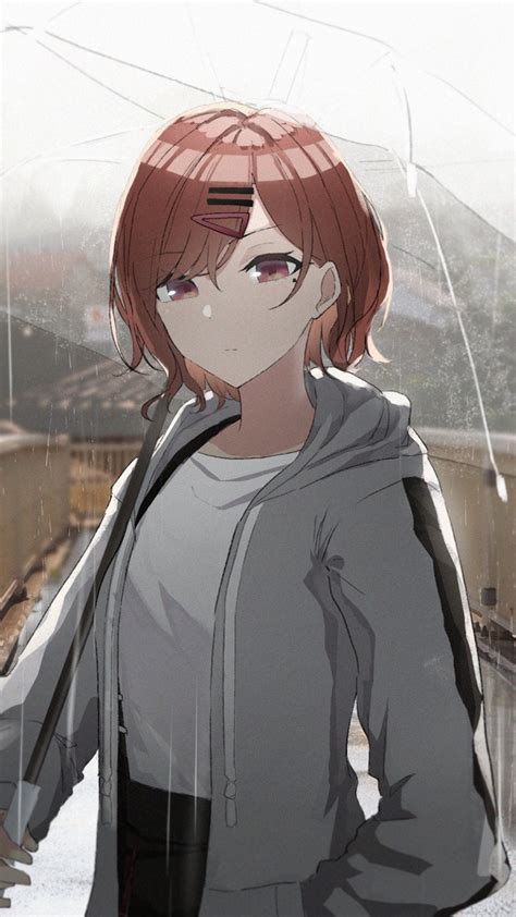 Download 1080x1920 Wallpaper Rain Anime Girl Redhead