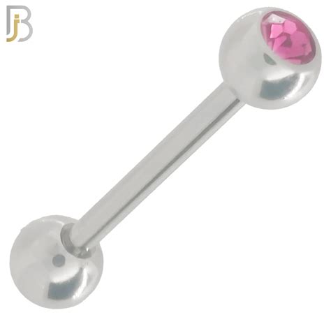 316l Surgical Steel Barbell With Bezel Setting Ball Assorted Color