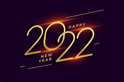 Gelukkig Nieuwjaar 2022 Gouden Groet Met Licht Streepeffect Gratis Vector