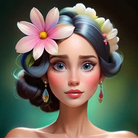 Lady With A Beautiful Flower In Her Hair