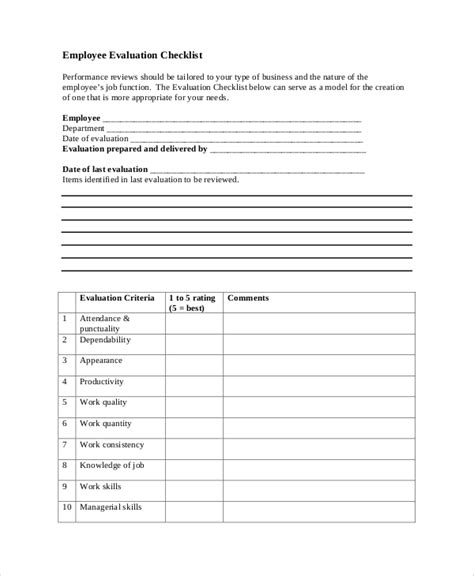 sample employee evaluation forms  ms word