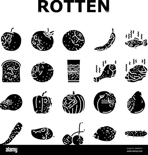 Rotten Food Fruit Waste Garbage Icons Set Vector Stock Vector Image