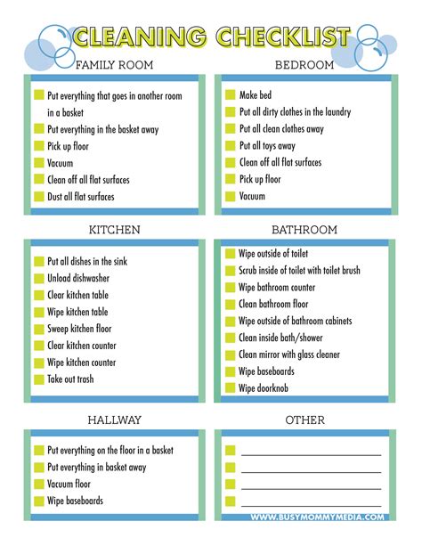 Free Printable Cleaning Checklist For Kids Cleaning Checklist Free