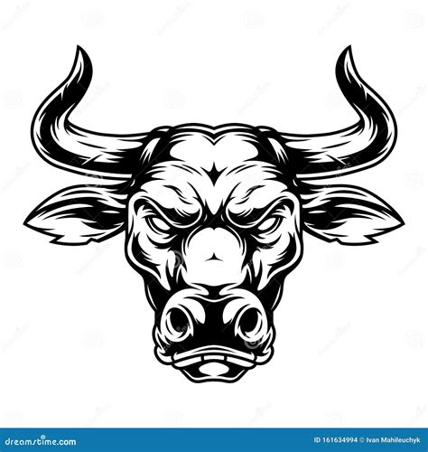 Vintage Powerful Bull Head Concept Stock Vector Illustration Of