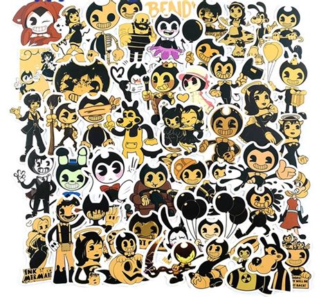 50 Pcs Bendy And The Ink Machine Cartoon Stickers Waterproof Etsy