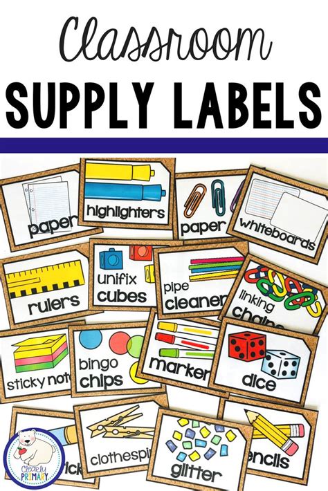 Classroom Supply Labels With Pictures Editable Teacher Classroom