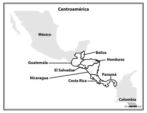 Mapa De Centroamerica Con Nombres Para Imprimir
