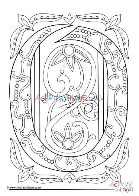 Illuminated Letter O Colouring Page