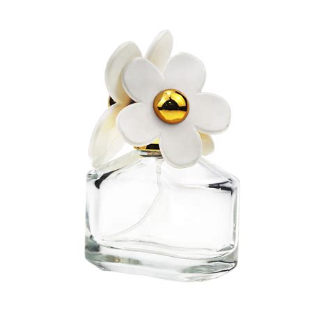 50ml Oblique Shoulder Shaped Glass Spray Perfume Bottles With Flower