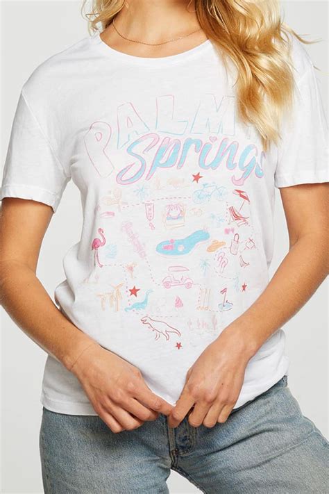 Chaser Palm Springs Tee In White Cotton Island Womens Clothing Boutique