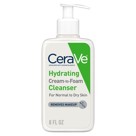 Cerave Face Wash Hydrating Cream To Foam Cleanser And Makeup Remover
