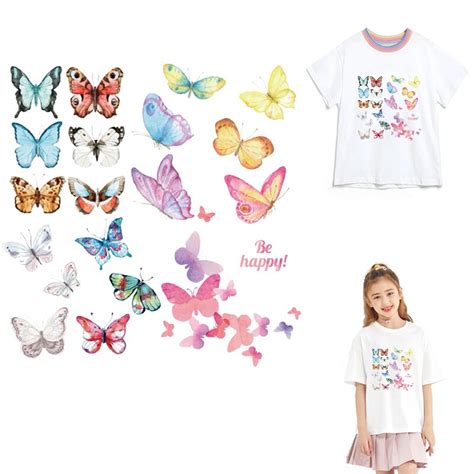 Butterfly Thermo Stickers Thermal Iron On Transfer Patches For Clothing