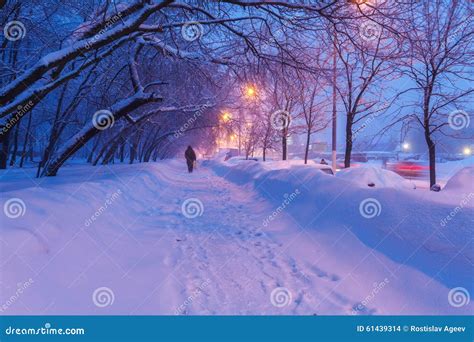 Night Winter City Scene Stock Photo Image Of Russia 61439314