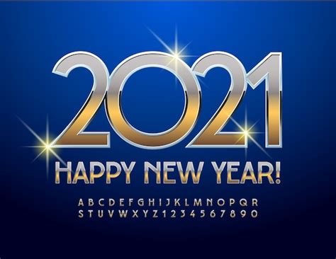 Premium Vector Be Happy In New Year 2021 Luxury Shiny Font Gold