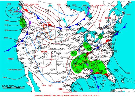 Weather Map With Fronts And Pressure Systems Map