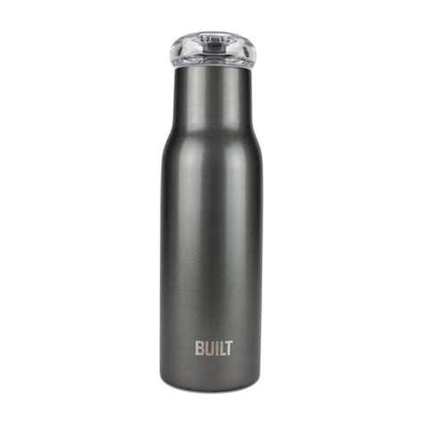 Built 18 Ounce Stainless Steel Rose Flip Top Water Bottle Gunmetal