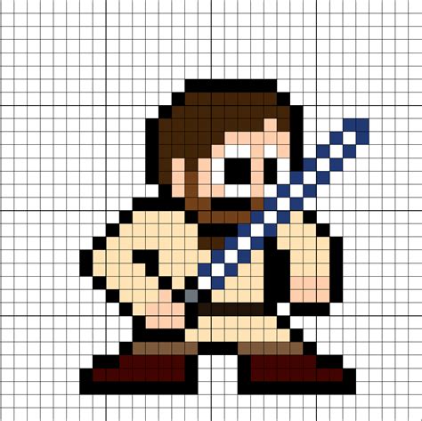 Obi Wan Kenobi Perler Bead Pattern Minecraft Quilt Pixel Art