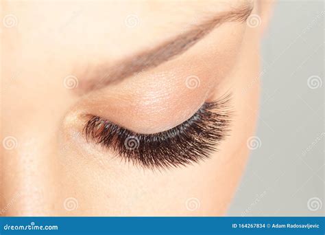 Close Up Shot Of Closed Eye With Long Eyelashes Eyelash Extension