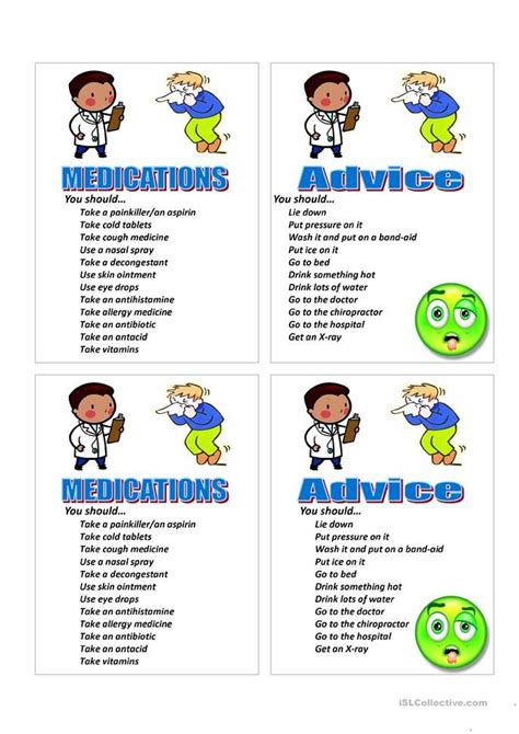 Give Medical Advice Vocabulary And Game Worksheet Free Esl Printable