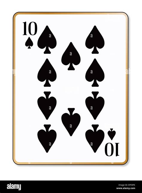 The Playing Card The Ten Of Spades Over A White Background Stock Photo