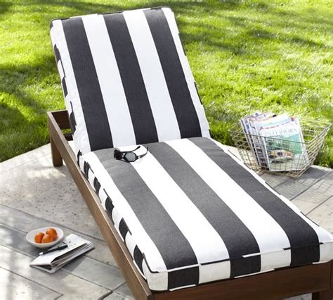Chaise Cushion Black And White Stripe Sunbrella Modern Outdoor