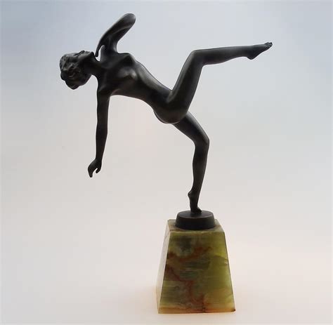 Lorenzl Art Deco Bronze Sculpture Very Good Authentic Naked Dancer C For Sale Antiques