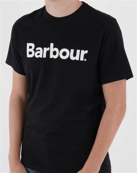 Barbour Logo T Shirt Black 80s Casual Classics
